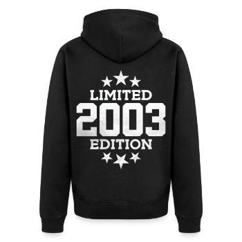 LIMITED EDITION 2003 23RD BIRTHDAY - Unisex Premium Organic Zip Hoodie - black - Back - Nico (187cm)