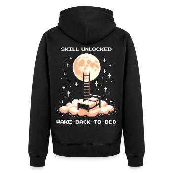 Skill Unlocked: WBTB | Lucid dream, lucid - Unisex Premium Organic Zip Hoodie - black - Back - Nico (187cm)