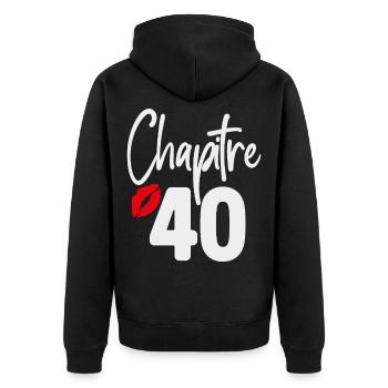 Kapitel 40 Geburtstagsgeschenk Frau 40 Jahre - Unisex Premium Bio Zip Hoodie - Schwarz - Hinten - Nico (187cm)