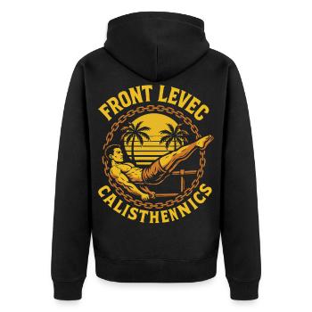 Front Levec Calisthenics Fitness Gym Entraînement - Veste à capuche bio Premium Unisexe - noir - Dos - Nico (187cm)
