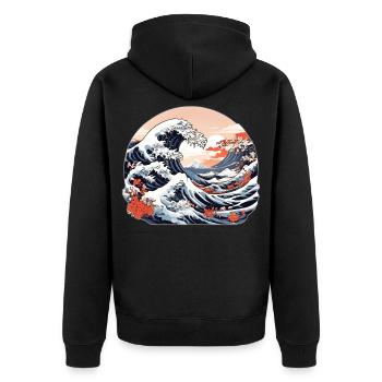 Grande Vague de Kanagawa - Veste à capuche bio Premium Unisexe - noir - Dos - Nico (187cm)