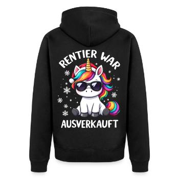Weihnachten Rentier War Ausverkauft Einhorn - Unisex Premium Bio Zip Hoodie - Schwarz - Hinten - Nico (187cm)