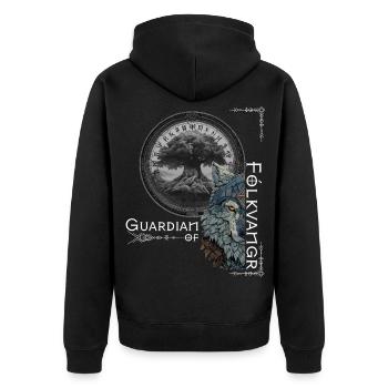 Gardien de Fólkvangr – Design viking nordique - Veste à capuche bio Premium Unisexe - noir - Dos - Nico (187cm)