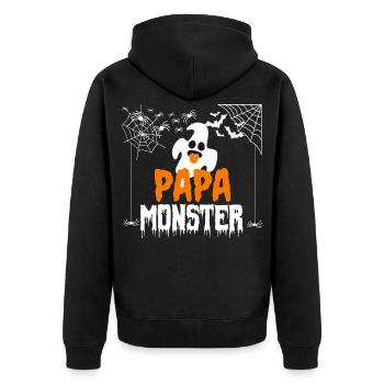 Funny Daddy Monster Halloween Outfit with Ghost - Unisex Premium Organic Zip Hoodie - black - Back - Nico (187cm)