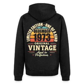 Birthday Party December 1973 - December 1973 - Unisex Premium Organic Zip Hoodie - black - Back - Nico (187cm)