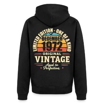 fête d anniversaire décembre 1972 - december 1972 - Veste à capuche bio Premium Unisexe - noir - Dos - Nico (187cm)