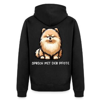 Talk to your paw Pomeranian Pomeranian Pomeranian Pomeranian Spitz - Unisex Premium Organic Zip Hoodie - black - Back - Nico (187cm)