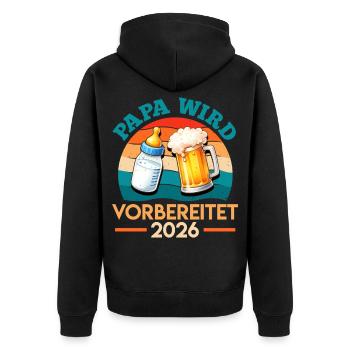 Father-to-be DAD IS PREPARED 2026 - Unisex Premium Organic Zip Hoodie - black - Back - Nico (187cm)