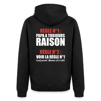 Humour Papa Maman Règles Cadeau - Veste à capuche bio Premium Unisexe - noir - Dos - Nico (187cm)