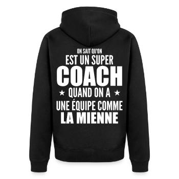Un Super Coach Cadeau Entraîneur Sportif Humour - Veste à capuche bio Premium Unisexe - noir - Dos - Nico (187cm)