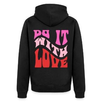 It It Love Retro Schriftzug - Unisex Premium Bio Zip Hoodie - Schwarz - Hinten - Nico (187cm)