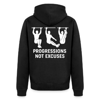 Progressions pas d’excuses Gymnastique suédoise Fitness Gym - Veste à capuche bio Premium Unisexe - noir - Dos - Nico (187cm)