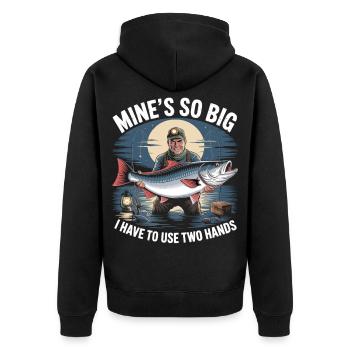 Mine's So Big – Lustiges Angler Shirt für Männer - Unisex Premium Bio Zip Hoodie - Schwarz - Hinten - Nico (187cm)