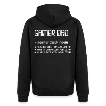 Gamer Dad - Konsolen Papa Weiss - Unisex Premium Bio Zip Hoodie - Schwarz - Hinten - Nico (187cm)