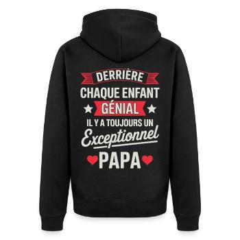 Derrière chaque enfant génial se cache un papa - Veste à capuche bio Premium Unisexe - noir - Dos - Nico (187cm)
