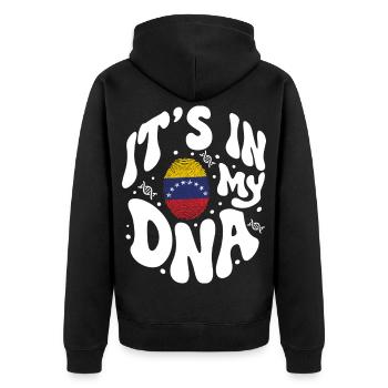 Venezolanische DNA Venezuela Flagge Hispanisch - Unisex Premium Bio Zip Hoodie - Schwarz - Hinten - Nico (187cm)