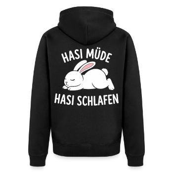 Bunny Tired Bunny Sleeping Cute Bunny - Unisex Premium Organic Zip Hoodie - black - Back - Nico (187cm)