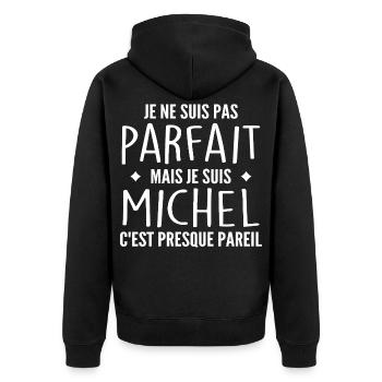 Michel Un Prénom, Une Attitude L’Humour Michel - Veste à capuche bio Premium Unisexe - noir - Dos - Nico (187cm)