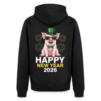 Bonne Année 2026 - Veste à capuche bio Premium Unisexe - noir - Dos - Nico (187cm)
