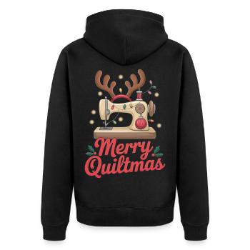 Merry Quiltmas Couture festive Père Noël Noël - Veste à capuche bio Premium Unisexe - noir - Dos - Nico (187cm)