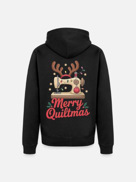 Merry Quiltmas Couture festive Père Noël Noël - Veste à capuche bio Premium Unisexe - noir