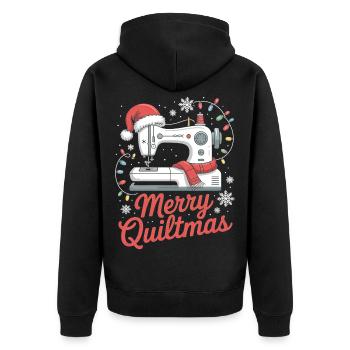 Merry Quiltmas Couture festive Père Noël Noël - Veste à capuche bio Premium Unisexe - noir - Dos - Nico (187cm)