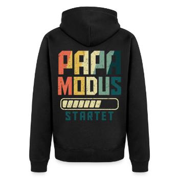 Werdender PAPA MODUS STARTET Lustiges - Unisex Premium Bio Zip Hoodie - Schwarz - Hinten - Nico (187cm)