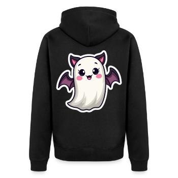 Halloween Bat Ghost - Unisex Premium Organic Zip Hoodie - black - Back - Nico (187cm)