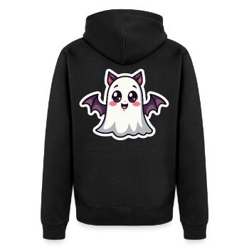 Halloween Bat Ghost - Unisex Premium Organic Zip Hoodie - black - Back - Nico (187cm)