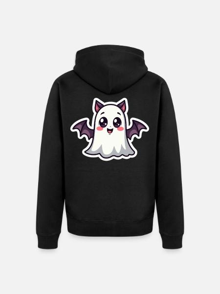 Halloween Bat Ghost - Unisex Premium Organic Zip Hoodie - black
