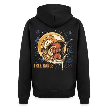 Space chicken in astronaut helmet - Unisex Premium Organic Zip Hoodie - black - Back - Nico (187cm)
