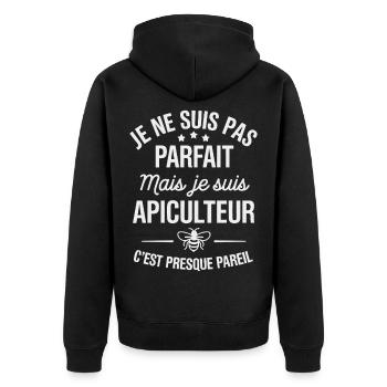 I'm not perfect but I'm a beekeeper - Unisex Premium Organic Zip Hoodie - black - Back - Nico (187cm)