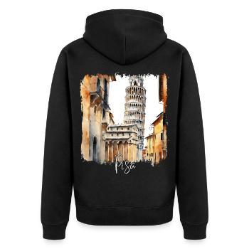 Aquarelle de Pise, Pise Italie - Veste à capuche bio Premium Unisexe - noir - Dos - Nico (187cm)