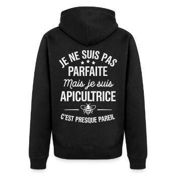 I'm not perfect but I'm a beekeeper - Unisex Premium Organic Zip Hoodie - black - Back - Nico (187cm)