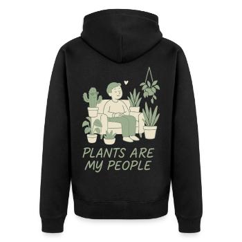 Pflanzen Sind Meine Freunde - Unisex Premium Bio Zip Hoodie - Schwarz - Hinten - Nico (187cm)