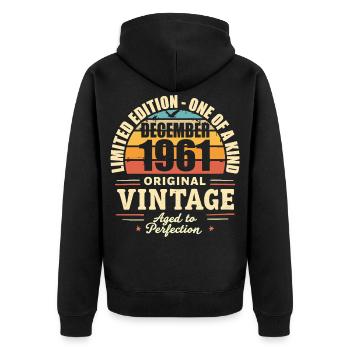 fête d anniversaire décembre 1961 - december 1961 - Veste à capuche bio Premium Unisexe - noir - Dos - Nico (187cm)
