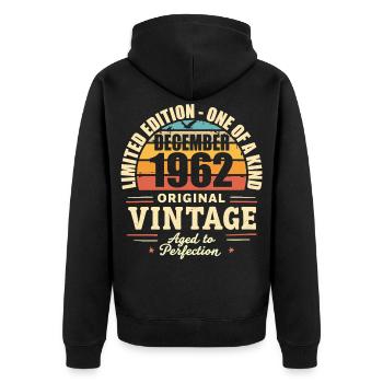 fête d anniversaire décembre 1962 - december 1962 - Veste à capuche bio Premium Unisexe - noir - Dos - Nico (187cm)