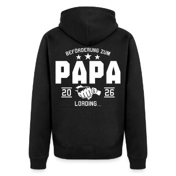 Annonce de grossesse futur papa 2026 - Veste à capuche bio Premium Unisexe - noir - Dos - Nico (187cm)