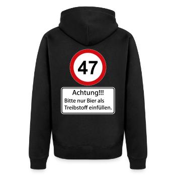 47 Attention Ne remplissez que de la bière comme carburant - Veste à capuche bio Premium Unisexe - noir - Dos - Nico (187cm)