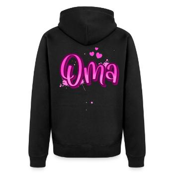 granny - Unisex Premium Organic Zip Hoodie - black - Back - Nico (187cm)