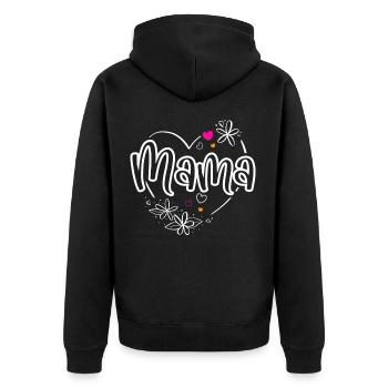 Mom - Unisex Premium Organic Zip Hoodie - black - Back - Nico (187cm)