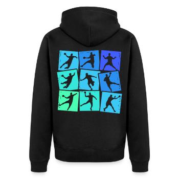 Handball Handball Joueurs de handball Enfants Garçons - Veste à capuche bio Premium Unisexe - noir - Dos - Nico (187cm)