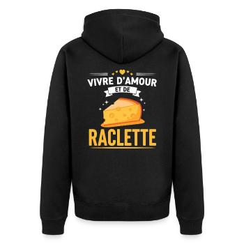 Amour Raclette Soirée Cadeau Original - Veste à capuche bio Premium Unisexe - noir - Dos - Nico (187cm)
