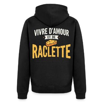 Raclette Käse Geschenk Humor Winter Savoyen - Unisex Premium Bio Zip Hoodie - Schwarz - Hinten - Nico (187cm)