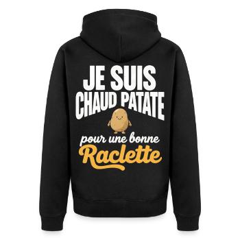 Heiße Kartoffel für Raclette Ausdruck Humor - Unisex Premium Bio Zip Hoodie - Schwarz - Hinten - Nico (187cm)