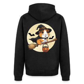 mignon cochon d’Inde sorcière Halloween - Veste à capuche bio Premium Unisexe - noir - Dos - Nico (187cm)