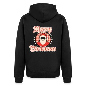 Vintage Weihnachtsmann Kariert Retro Geschenk - Unisex Premium Bio Zip Hoodie - Schwarz - Hinten - Nico (187cm)