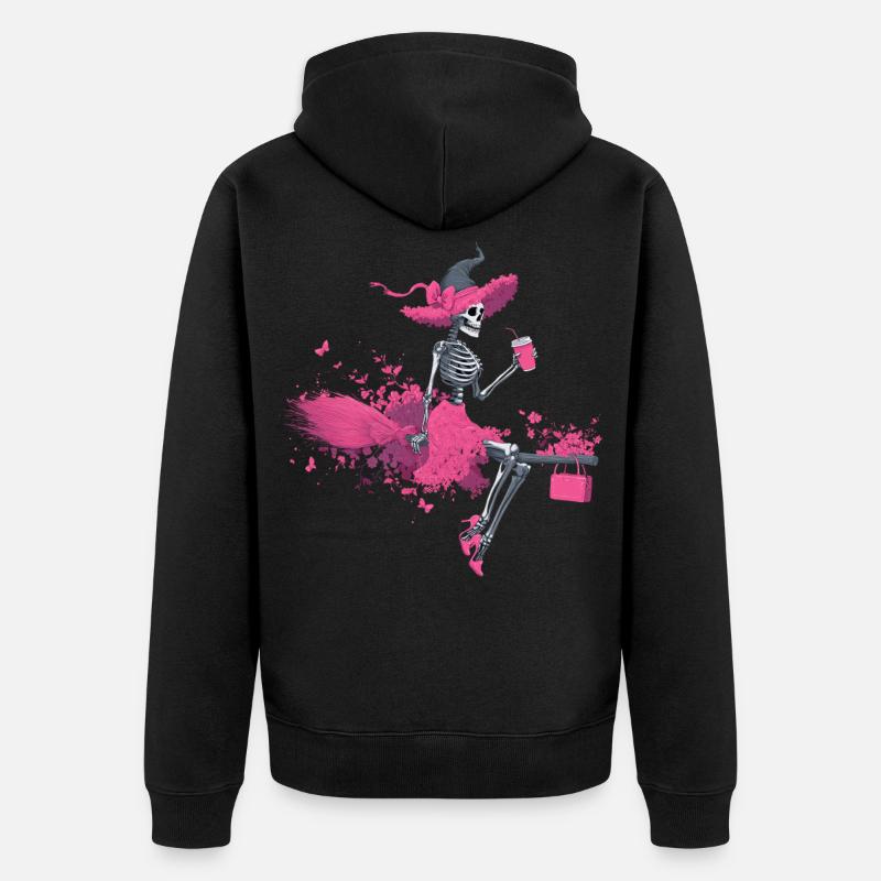 Sorcière Squelette Féministe Halloween - Veste à capuche bio Premium Unisexe - noir
