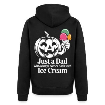 Vater mit Eiscreme Spruch - Unisex Premium Bio Zip Hoodie - Schwarz - Hinten - Nico (187cm)