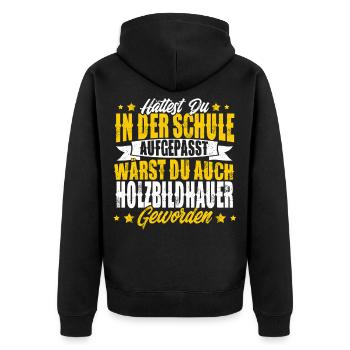 Wood sculptor - Unisex Premium Organic Zip Hoodie - black - Back - Nico (187cm)
